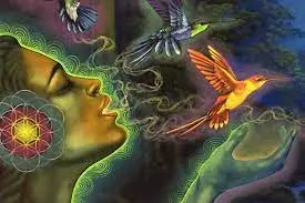 Femme souflant des colibris